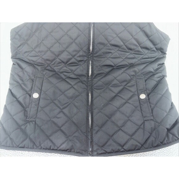 Lauren Ralph Lauren Black Cream Zip Quilted Reversible Vest Pockets M EUC - Picture 4 of 14